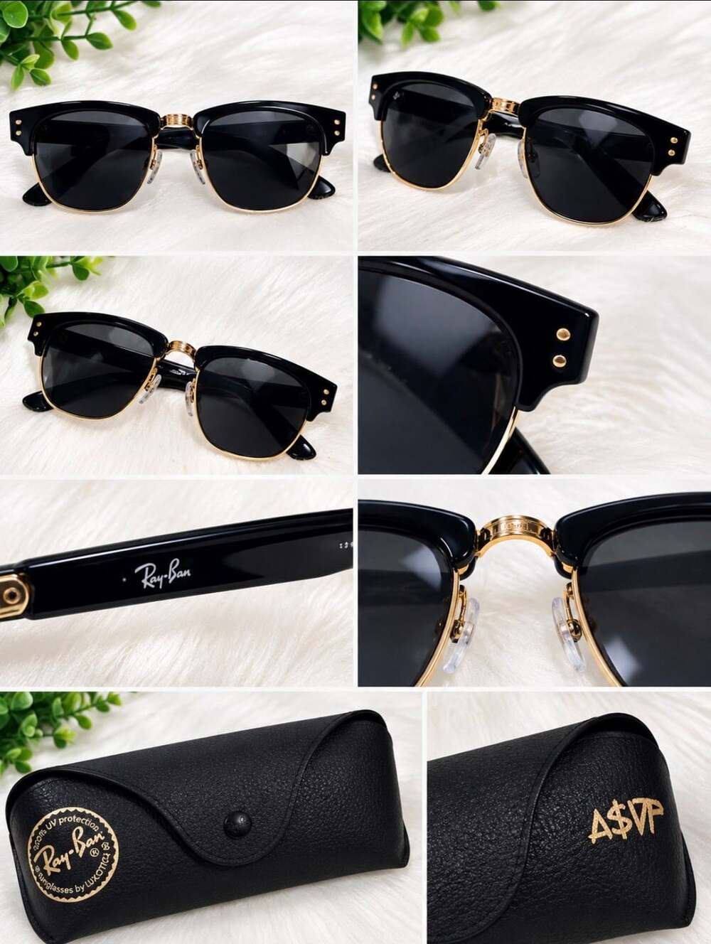 Ray-Ban AWGE Mega Clubmaster Sunglasses RB0316S Black Gold Case